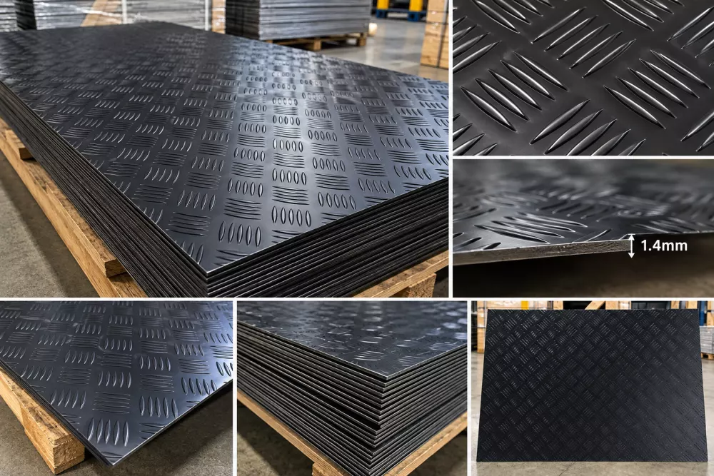 5052 GRADE 5 BAR CHECKER PLATE 1.4MM BLACK
